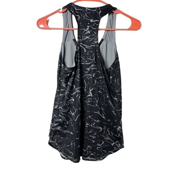 Nike Dri Fit Pure Print Racerback Tennis Tank Top Black and Grey Small - Picture 2 of 5